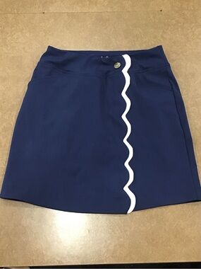 EUC Lilly Pulitzer Golf Navy Colette White Scallop Hem Knit Skort SZ 00